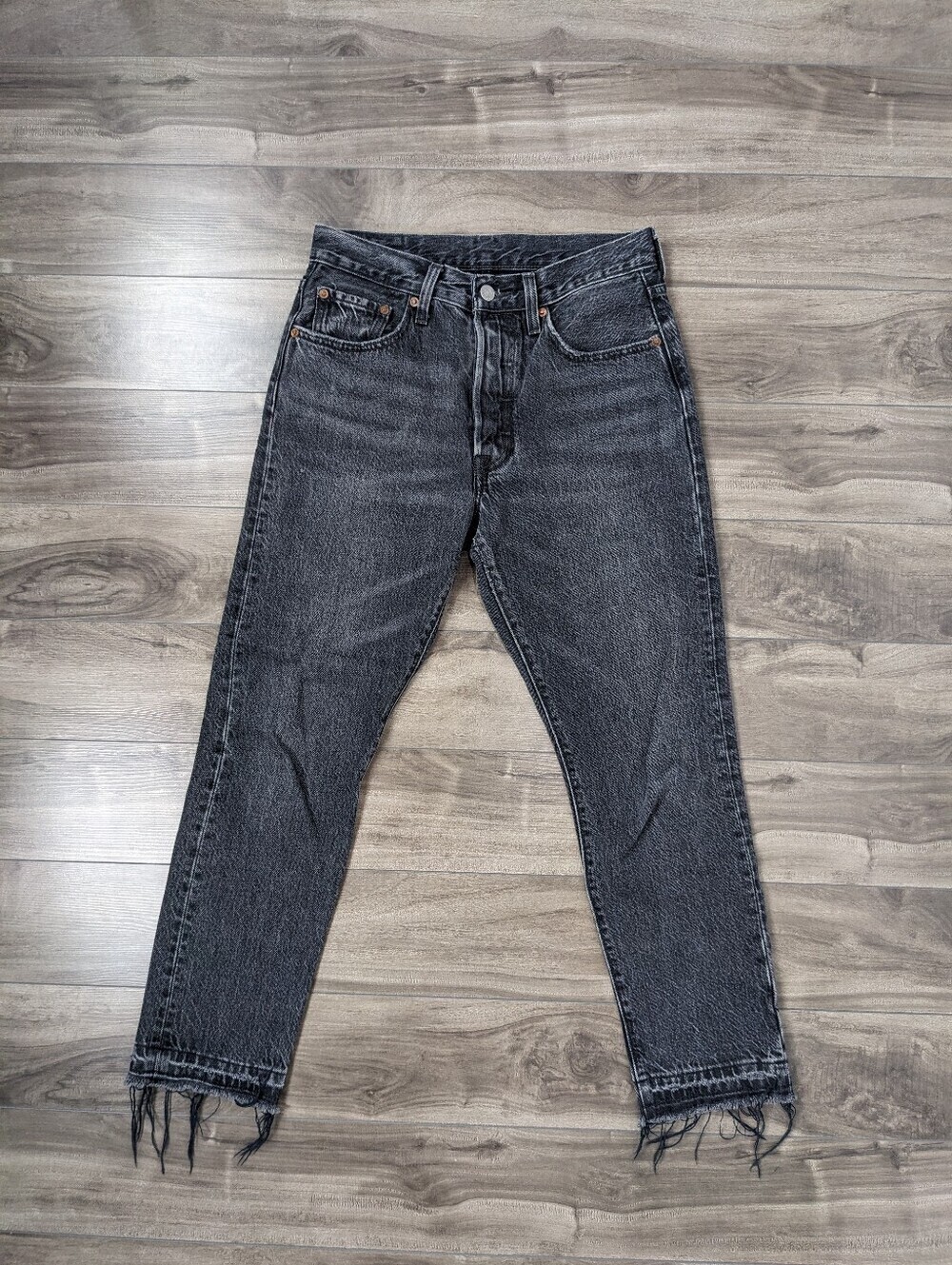 Levi's Women's Jeans 501 Washed Black Button Fly 100% cotton size 26